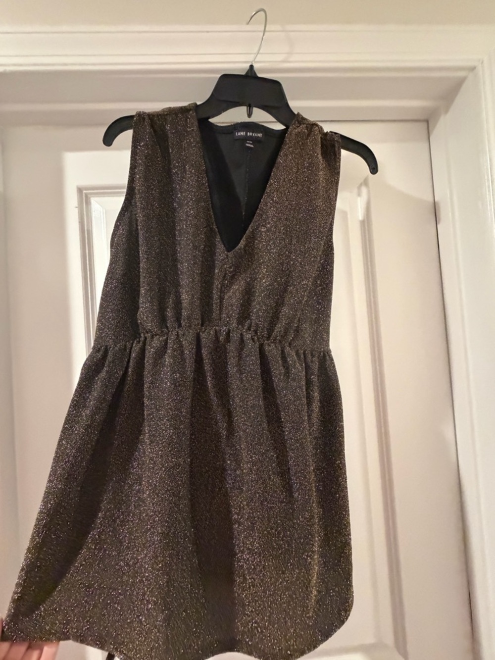 Lane Bryant Gold Metallic V-Neck Party top